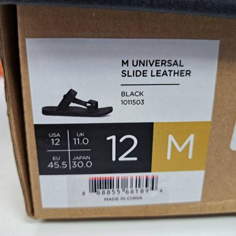 TEVA UNIVERSAL SLIDE MENS SANDALS BLACK Leather, Men Size 12 NIB - Picture 6 of 6
